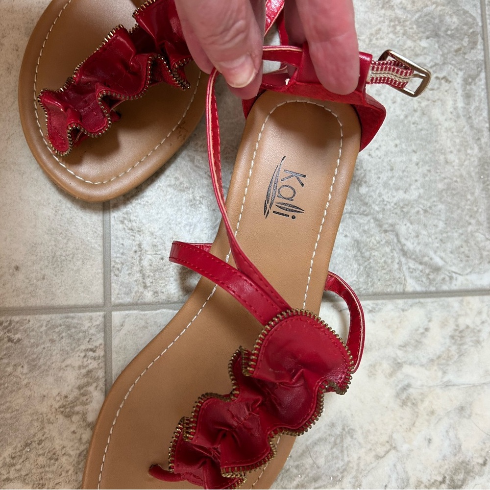 Red Ruffle Sandals - Picture 3 of 4
